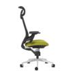 Scaun birou terapeutic Comfort, cu șezut mobil pe arc, tetieră reglabilă, brate 3D, suport lombar ajustabil și bază aluminiu, culoare verde-negru