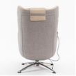 Fotoliu de masaj fix cu taburet, MIYABI, cu role 3D, functie de incalzire, bluetooth si airbaguri, material textil si piele sintetica culoare crem