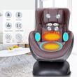 Fotoliu fix de masaj, MOURA, cu incalzire terapeutica pentru zona spatelui si zona sezutului, functie bluetooth audio, maro si gri, piele ecologica, masaj Shiatsu cu efect analgezic si de tonifiere perfect pentru intinderi musculare