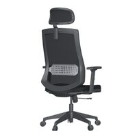 Scaun de birou ergonomic Sunset cu tetiera si brate reglabile, material Air file culoare negru, baza din polipropilena