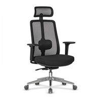Scaun birou ergonomic managerial Enzo, cu tetiera, mesh 3D Air culoare negru, brate 3D reglabile, baza aluminiu
