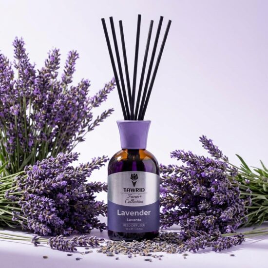 Odorizant camera cu betisoare si mostra de parfum inclus, Farah Plus, lavanda, 100ml