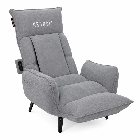 Fotoliu de masaj multifunctionat, MIRA, cu role 3D, functie de incalzire, material textil culoare gri inchis