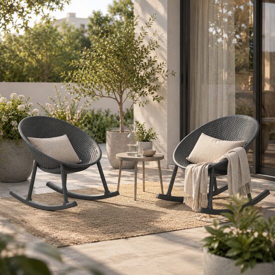 Balansoar pentru interior si exterior, din plastic, culoare antracit