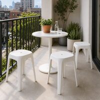 Taburet stivuibil din plastic pentru interior si exterior, Solo, culoare alb