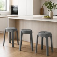 Taburet stivuibil din plastic pentru interior si exterior, Solo, culoare gri